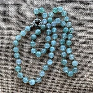 Green strawberry quartz knotted Elegant Beaded Necklace in style